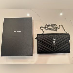 Saint Laurent Monogram Matelasse Wallet on Chain